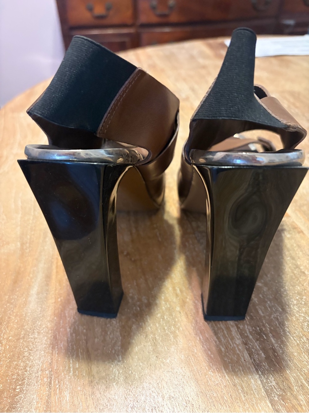 MARNI Brown Leather Slingback Sandals - Women - Picture 4 of 6